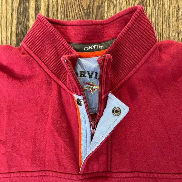 Orvis Red Quarter Zip Classic Sweatshirt - Picture 3 of 5